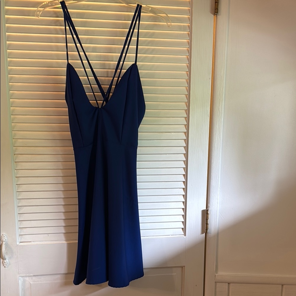 Elegant Blue Strappy Dress